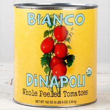 Load image into Gallery viewer, Bianco DiNapoli Organic Whole Peeled Tomatoes with Basil #10 (102oz)